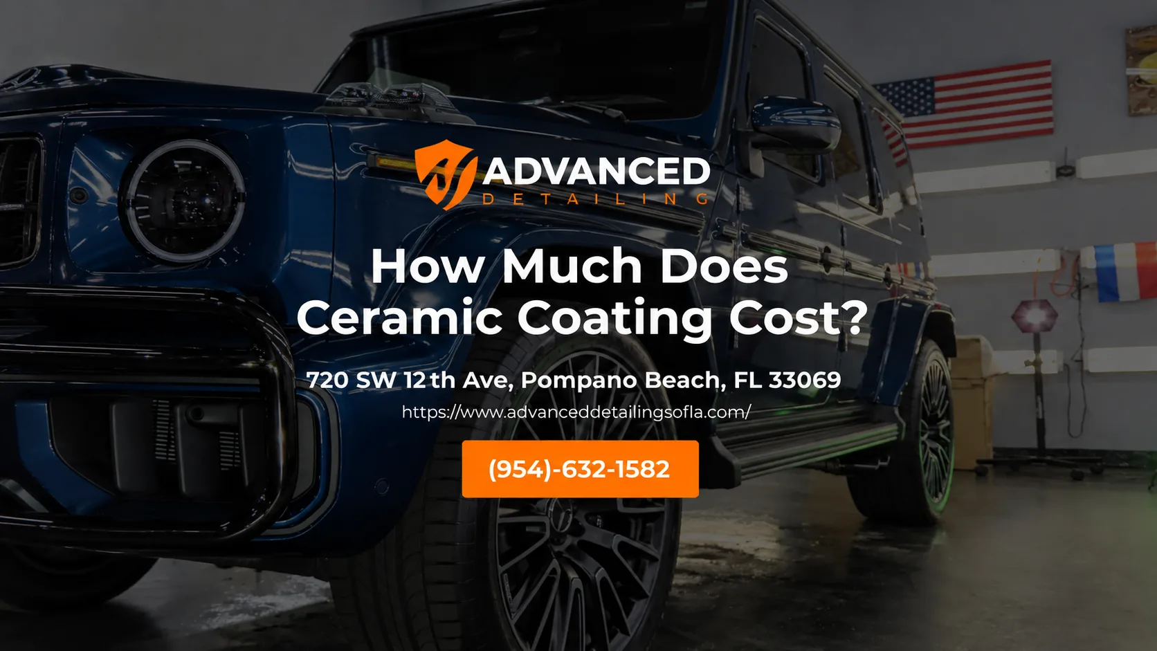 How Much Does Ceramic Coating Cost? — a blue Mercedes-AMG G-Class in the Advanced Detailing Sofla work bay