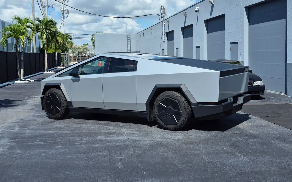 Tesla Cybertruck outside the Advanced Detailing Sofla studio in Pompano Beach