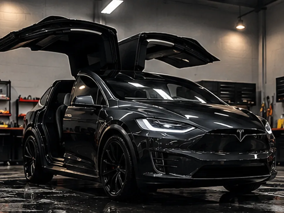 Tesla Model X after ceramic coating at Advanced Detailing Sofla in Pompano Beach