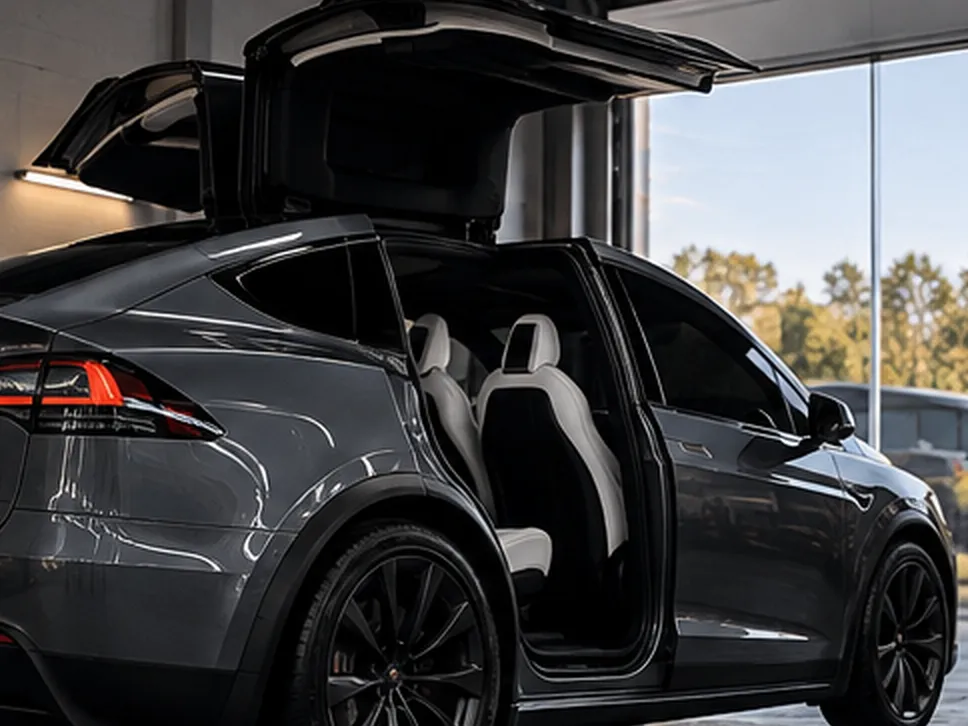 Tesla Model X with window tint at Advanced Detailing Sofla in Pompano Beach