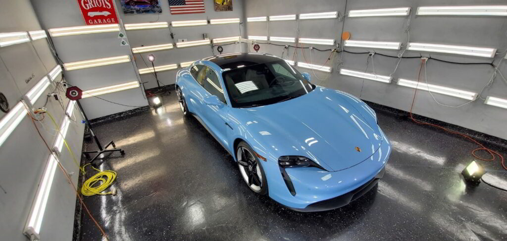 blue car front full paint protection film Advanced Detailing Sofla Pompano Beach FL