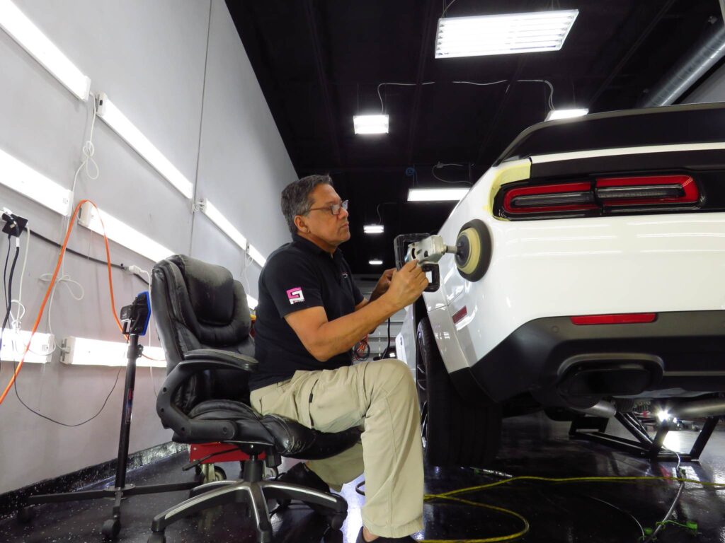 paint correction on white car by Juan